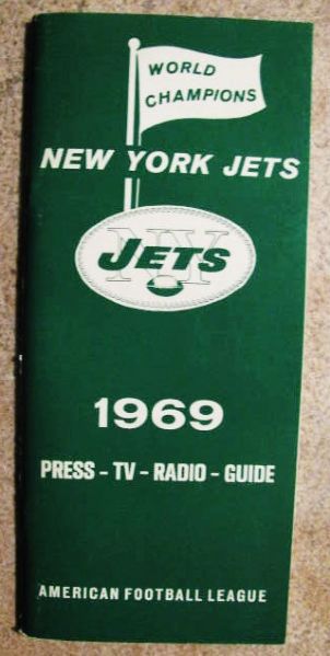 1969 NEW YORK JETS WORLD CHAMPIONS AFL MEDIA GUIDE 