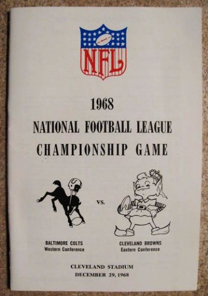  1968 NFL CHAMPIONSHIP GAME PROGRAM COLTS vs BROWNS