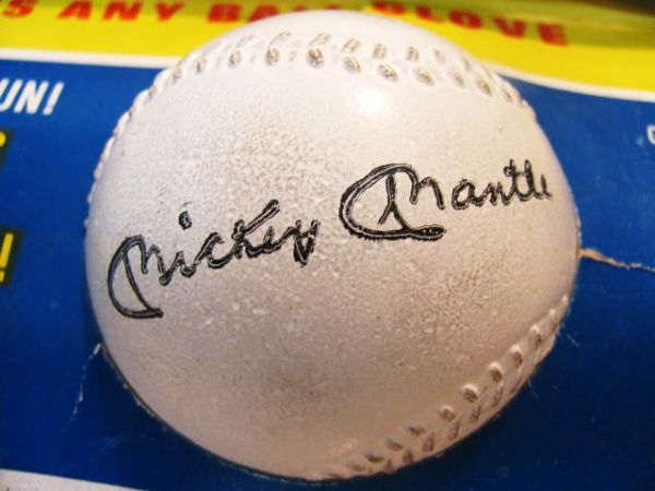 1960's MICKEY MANTLE ZOOM BALL ON ORIGINAL CARD