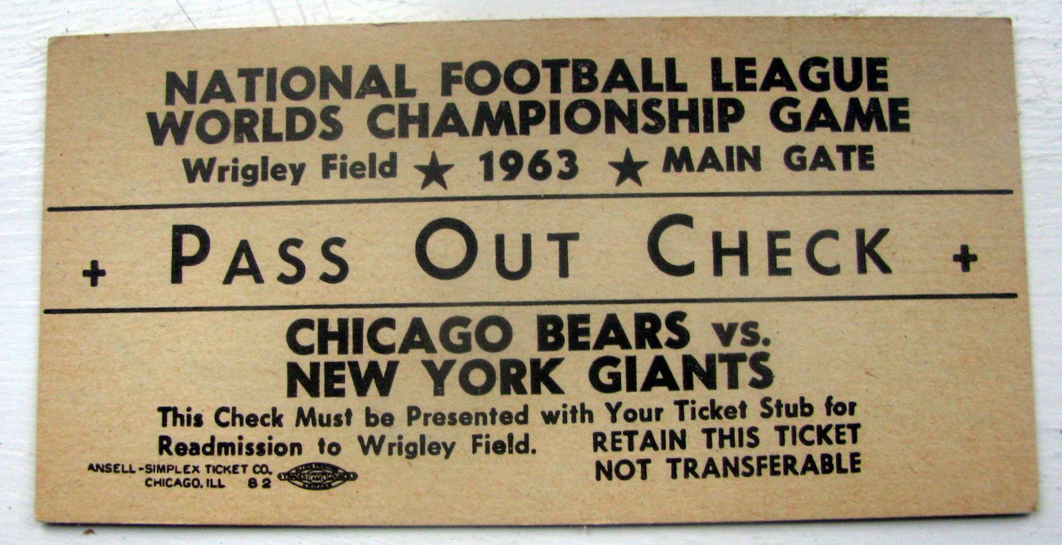 Lot Detail - 1963 NFL CHAMPIONSHIP GAME TICKET - BEARS VS GIANTS