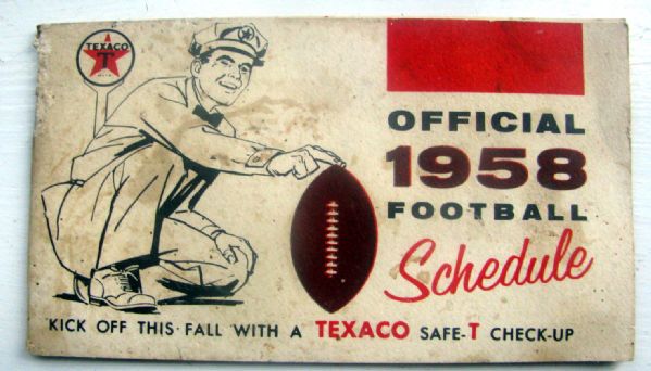 1958 OFFICIAL FOOTBALL SCHEDULE - NFL & COLLEGE