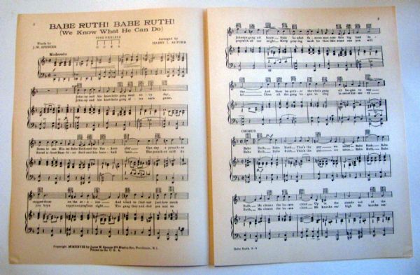 VINTAGE 1928 BABE RUTH SHEET MUSIC