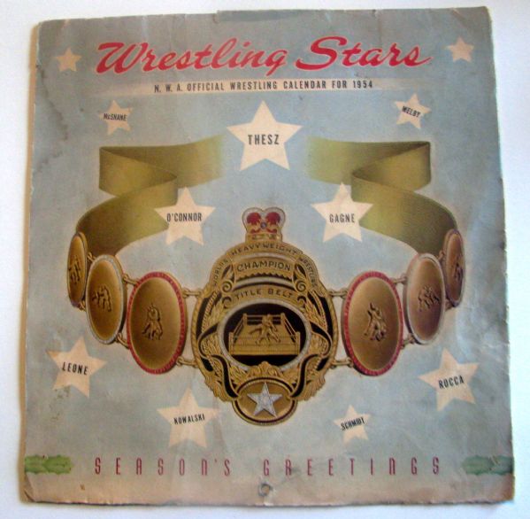 VINTAGE 1954 WRESTLING STARS CALENDAR - MUST SEE!