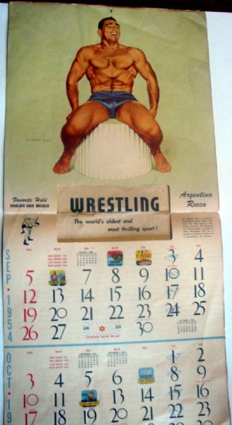 VINTAGE 1954 WRESTLING STARS CALENDAR - MUST SEE!