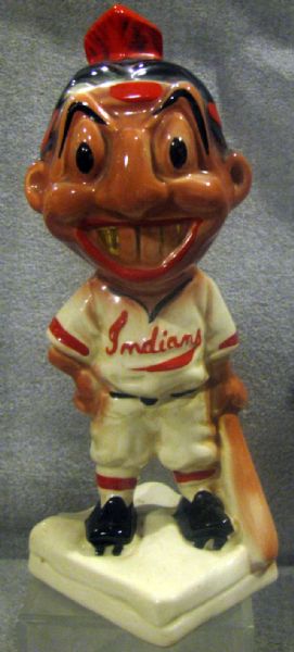 VINTAGE 50's STANFORD POTTERY CLEVELAND INDIANS CHIEF WAHOO MASCOT BANK