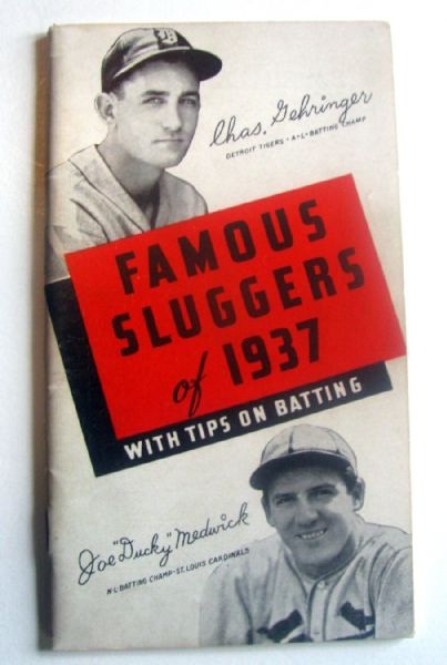 1937 FAMOUS SLUGGERS BOOKLET - GEHRINGER/MEDWICK COVER