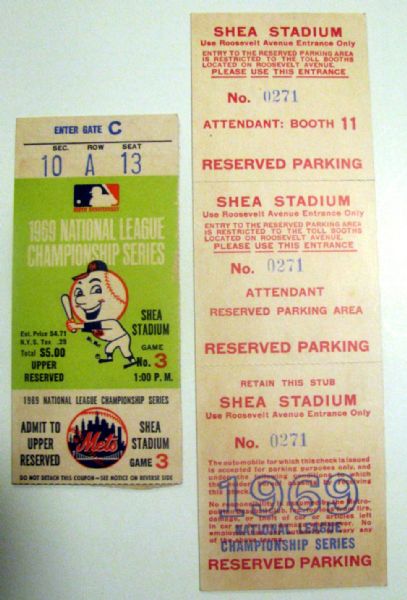 1969 NLCS TICKET STUB - METS VS BRAVES + BONUS