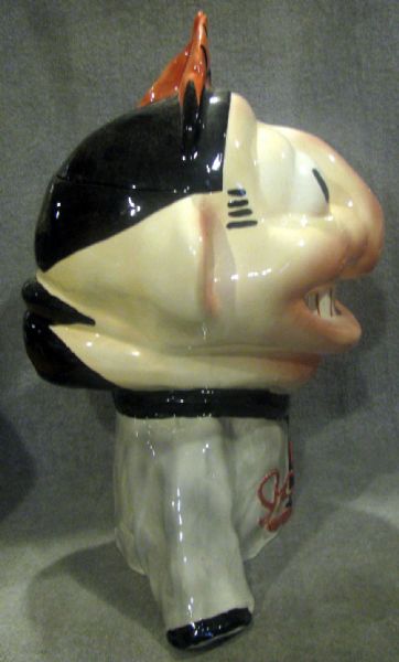 VINTAGE 50's CLEVELAND INDIANS CHIEF WAHOO COOKIE JAR- HTF BUST STYLE