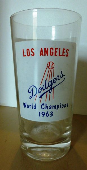 1963 LOS ANGELES DODGERS WORLD CHAMPIONS DRINKING GLASS