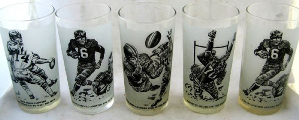 (5) 1950'S NEW YORK GIANTS FOOTBALL GLASSES w/ GIFFORD & HUFF