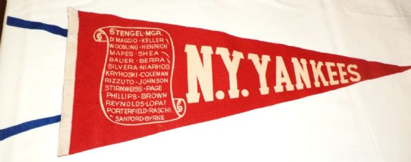 1949 NEW YORK YANKEES TEAM SCROLL PENNANT