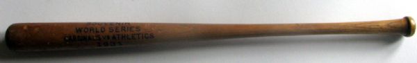 1931 WORLD SERIES SOUVENIR BAT - ST. LOUIS CARDINALS / PHILADELPHIA ATHLETICS