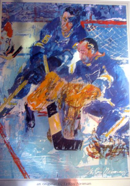 1973 ST. LOUIS BLUES LARGE SIZED CHRISTMAS CARD w/LEROY NEIMAN PRINT