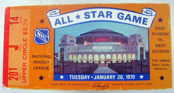 1970 NHL ALL-STAR GAME TICKET STUB -ST. LOUIS