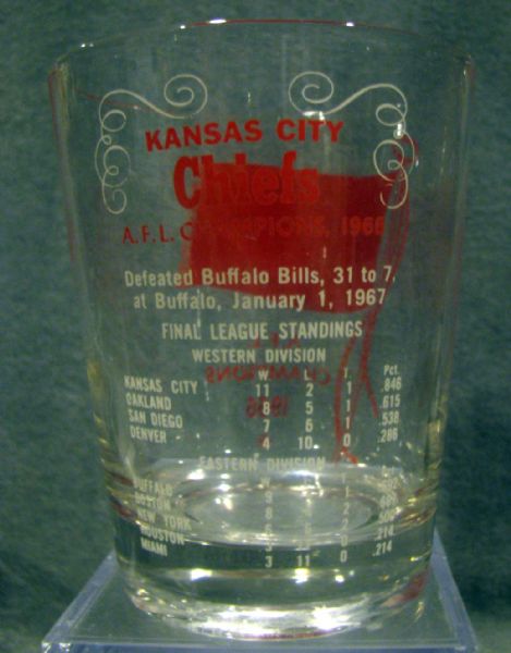 1966 KANSAS CITY CHIEFS AFL CHAMPIONS GLASS