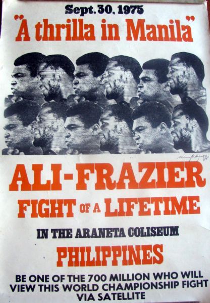 1975 ALI VS FRAZIER FIGHT POSTER - THE THRILLA IN MANILA