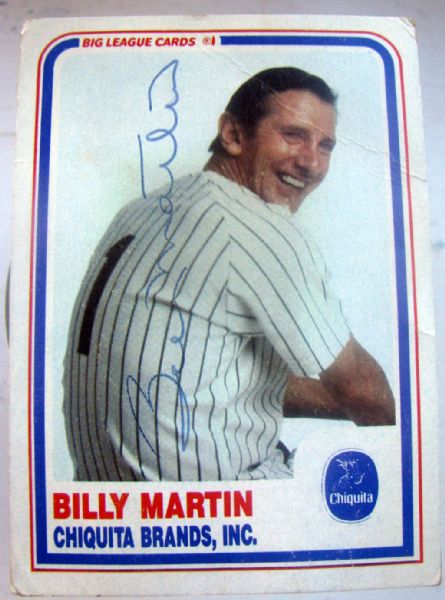 BILLY MARTIN SIGNED BASEBALL CARD w/JSA LOA