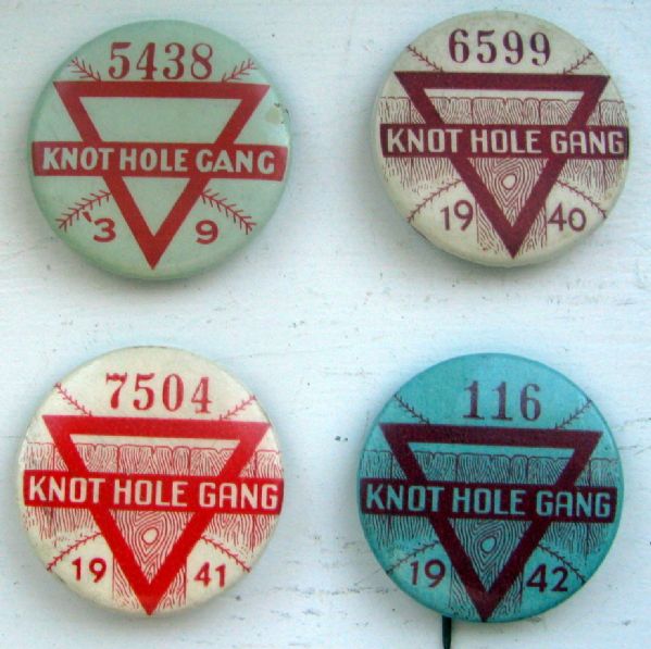 VINTAGE LOT OF 4 KNOT HOLE GANG' PINS