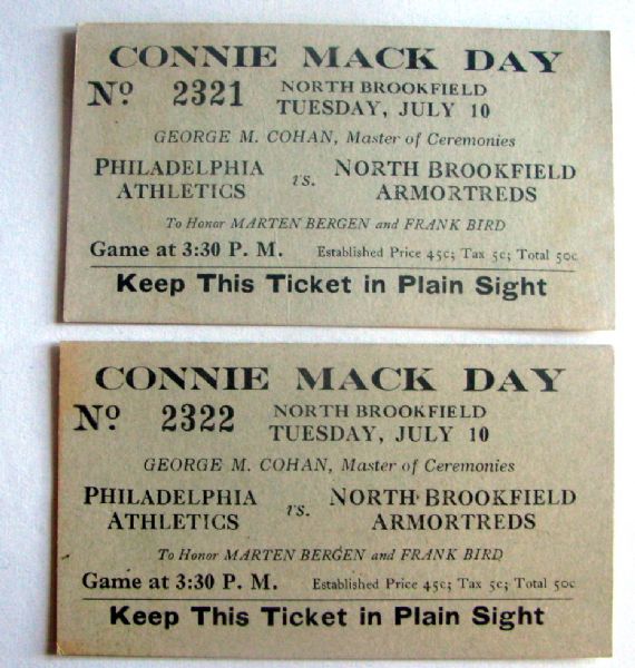 1934 CONNIE MACK DAY PROGRAM AND TICKETS