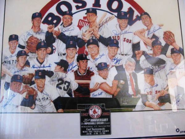 1967 BOSTON RED SOX  THE IMPOSSIBLE DREAM TEAM SIGNED LITHOGRAPH w/JSA LOA