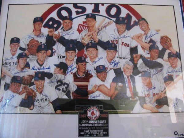 1967 BOSTON RED SOX  THE IMPOSSIBLE DREAM TEAM SIGNED LITHOGRAPH w/JSA LOA
