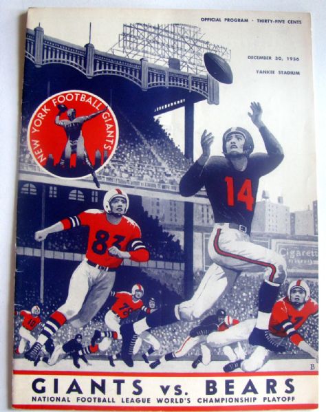 1956 NFL CHAMPIONSHIP GAME PROGRAM - N.Y. GIANTS VS CHICAGO BEARS