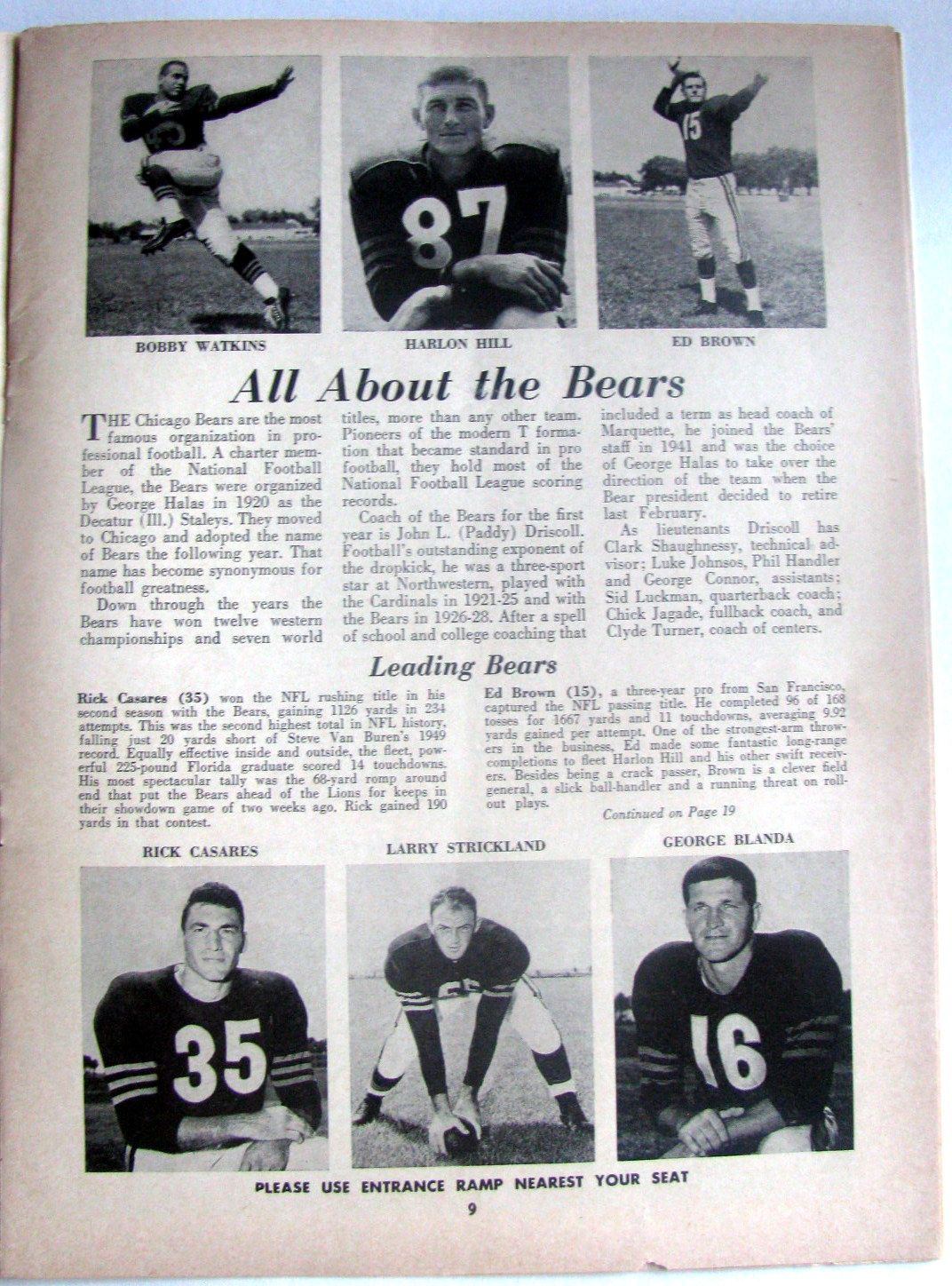 1934 NFL Championship Sneakers Game Program Chicago Bears vs