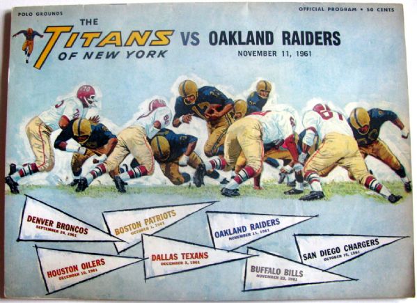 1961 N.Y. TITANS VS OAKLAND RAIDERS AFL PROGRAM