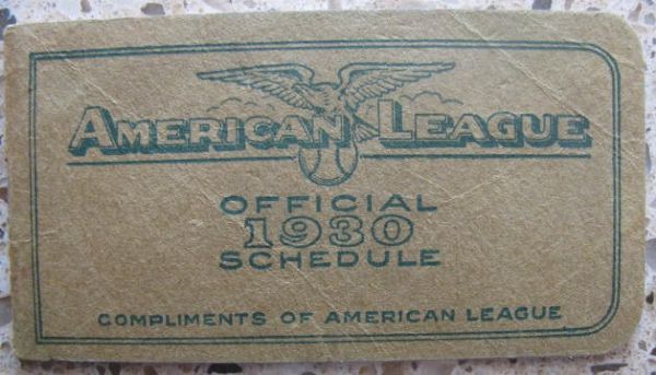 1930 AMERICAN LEAGUE OFFICIAL SCHEDULE BOOKLET