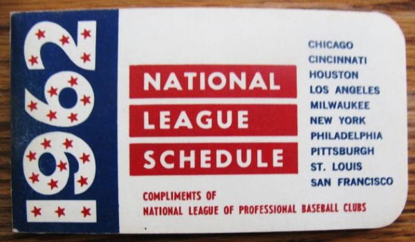1962 NATIONAL LEAGUE OFFICIAL SCHEDULE BOOKLET - METS 1st YEAR