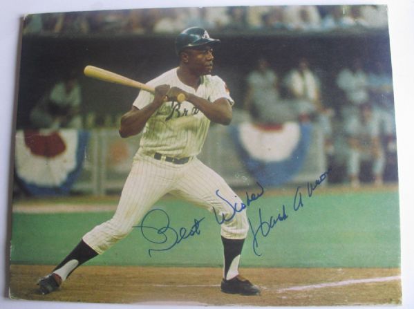 HANK AARON SIGNED 11 X 14 POSTER w/SGC COA