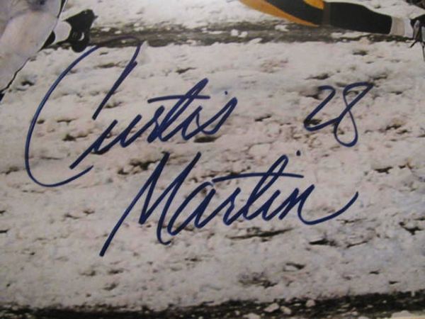 CURTIS MARTIN #28 NY JETS SIGNED 11 X 14 w/ STEINER