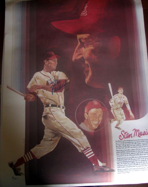 STAN MUSIAL SIGNED COCA COLA POSTER w/JSA COA