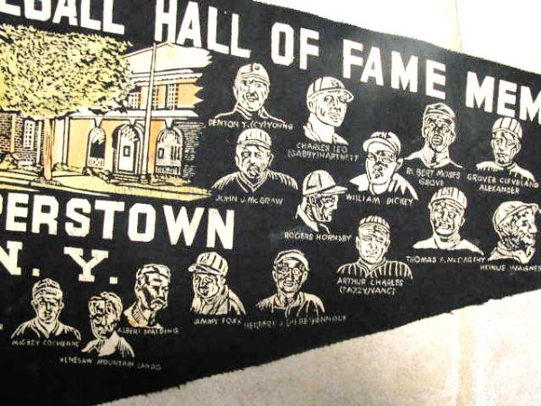 VINTAGE BASEBALL HALL OF FAME PENNANT w/PLAYERS - GIANT SIZE