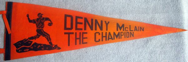 VINTAGE 1968 DENNY MCLAIN THE CHAMPION PENNANT