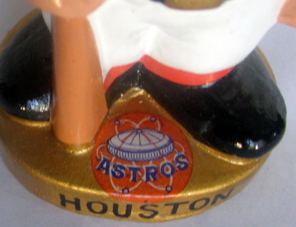 60's HOUSTON ASTROS GOLD BASE BOBBING HEAD w/ ASTRODOME BASE DECAL