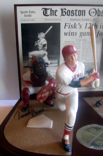 CARLTON FISK FAMOUS WORLD SERIES HOME RUN DANBURY MINT STATUE -SIGNED BY FISK & BENCH w/JSA COA