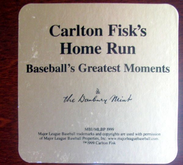 CARLTON FISK FAMOUS WORLD SERIES HOME RUN DANBURY MINT STATUE -SIGNED BY FISK & BENCH w/JSA COA
