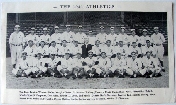 1941 PHILADELPHIA ATHLETICS TEAM PHOTO