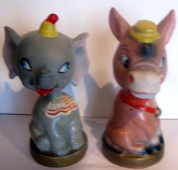 VINTAGE DEMOCRAT DONKEY & REPUBLICAN ELEPHANT BOBBING HEADS