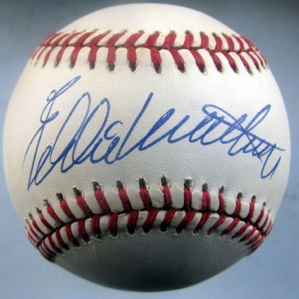 EDDIE MATHEWS SIGNED BASEBALL w/PSD/DNA COA