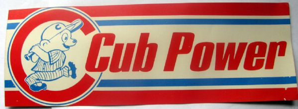 VINTAGE 1969 CHICAGO CUBS BUMPER STICKER - CUB POWER