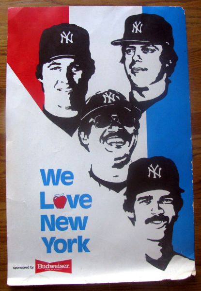 VINTAGE 70's NEW YORK YANKEES WE LOVE NEW YORK POSTER