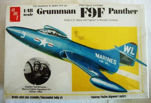 VINTAGE GRUMMAN F9F PANTHER MODEL KIT w/TED WILLIAMS - SEALED