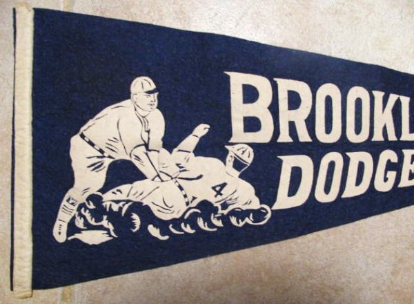 1940'S BROOKLYN DODGERS BLUE PENNANT 