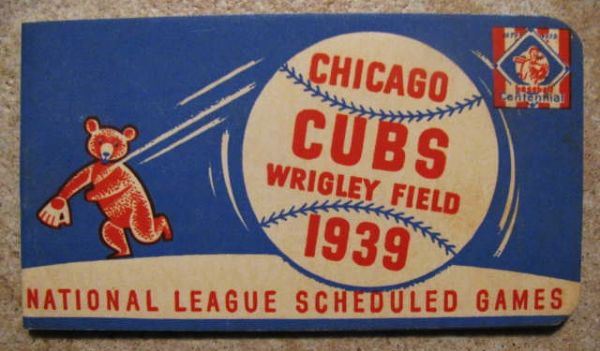 1939 NATIONAL LEAGUE POCKET SCHEDULE- CHICAGO CUBS ISSUE