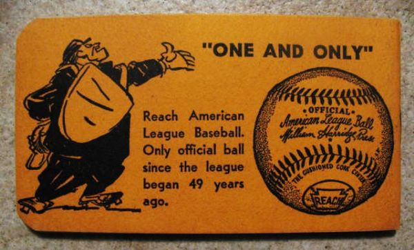 1949 AMERICAN LEAGUE POCKET SCHEDULE- BOSTON RED SOX ISSUE