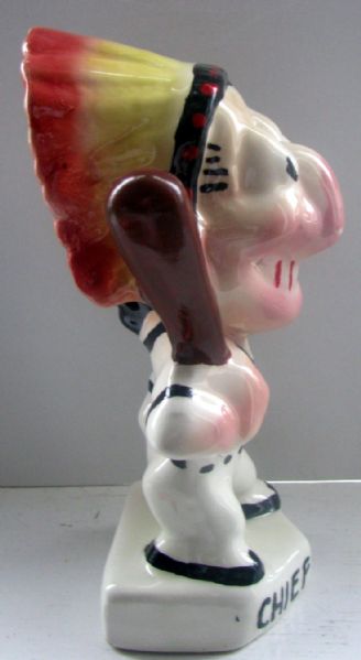 VINTAGE 50's CLEVELAND INDIANS CHIEF WAHOO MASCOT BANK w/HEADDRESS