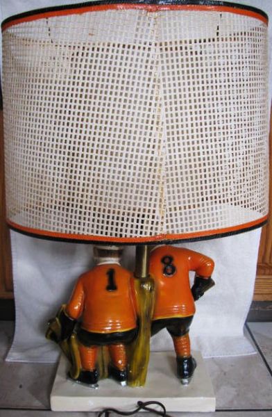 70's PHILADELPHIA FLYERS HOCKEY LAMP w/ ORIGINAL SHADES