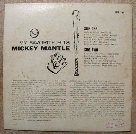 1958 MICKEY MANTLE MY FAVORITE HITS LP RECORD